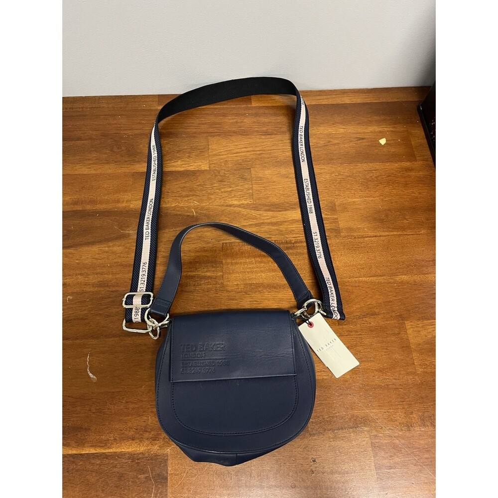 Ted Baker Navy Small Crossbody Satchel Bag Magnetic Closure Detachable Strap NWT